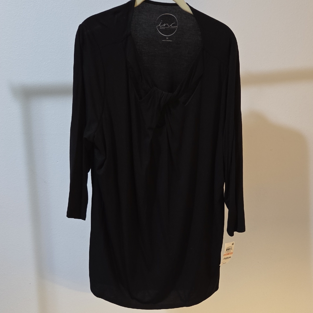 INC International Concepts Women's Elegant Black Blouse